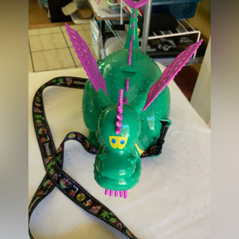 Elliot the Green Dragon Popcorn Bucket with Pink Wings